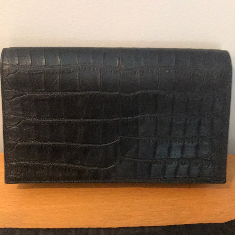 Authentic YSL crocodile embossed black clutch bag - Picture 7 of 8